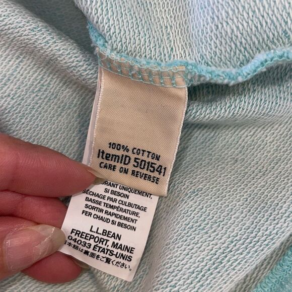 L.L. Bean Womens 1/4 Button Pullover Rugby Sweatshirt Mint Green Medium - Picture 7 of 9